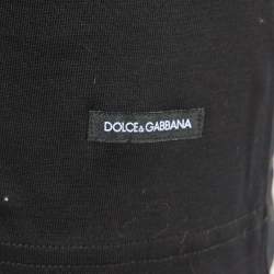 Pre Owned Dolce & Gabbana Black Cotton Knit Embellished Neck T-Shirt M