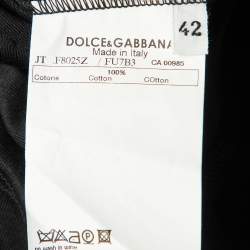 Pre Owned Dolce & Gabbana Black Cotton Knit Embellished Neck T-Shirt M