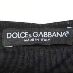Pre Owned Dolce & Gabbana Black Cotton Knit Embellished Neck T-Shirt M