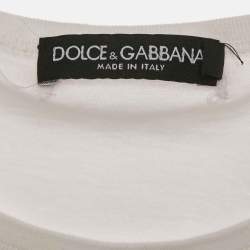 Pre Owned Dolce & Gabbana White Printed Cotton Tank Top XS