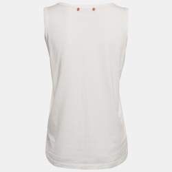Pre Owned Dolce & Gabbana White Printed Cotton Tank Top XS