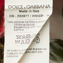 Pre Owned Dolce & Gabbana Red Floral Print Cotton Ruffled Dress S