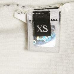 Pre Owned D&G Brown Leopard Print Rib Knit Zip-Up Jacket XS