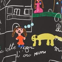 Pre Owned Dolce & Gabbana Black Children's Drawing Crepe Mini Dress S