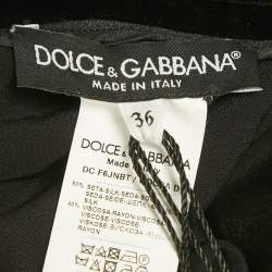 Pre Owned Dolce & Gabbana Black Organza And Velvet Belted Long Dress XS