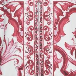 Pre Owned Dolce & Gabbana Pink Majolica Print Synthetic Cady Zip-Up Jacket S