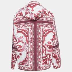 Pre Owned Dolce & Gabbana Pink Majolica Print Synthetic Cady Zip-Up Jacket S