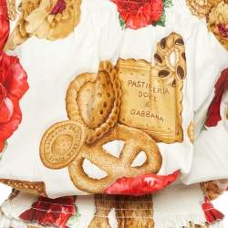Pre Owned Dolce & Gabbana White Cookie Floral Print Cotton Off-The-Shoulder Playsuit S