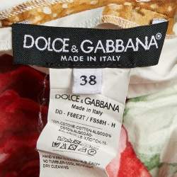 Pre Owned Dolce & Gabbana White Cookie Floral Print Cotton Off-The-Shoulder Playsuit S