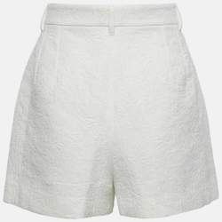 Pre Owned Dolce & Gabbana White Floral Jacquard Shorts M