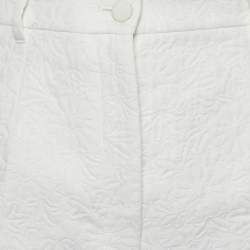 Pre Owned Dolce & Gabbana White Floral Jacquard Shorts M