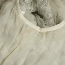 Pre Owned Dolce & Gabbana Silver Sequin Tulle Logo Trim Detail Crop Top M