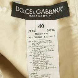 Pre Owned Dolce & Gabbana Off-White Jacquard Silk Crop Top S