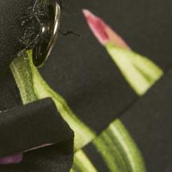 Pre Owned Dolce & Gabbana Black Floral Print Silk & Lace Trim Midi Skirt M