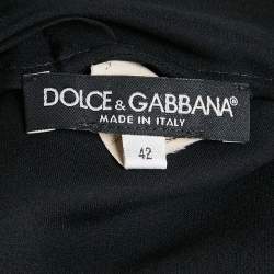 Pre Owned Dolce & Gabbana Black Silk Frill Detail Sheer Blouse M