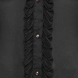 Pre Owned Dolce & Gabbana Black Silk Frill Detail Sheer Blouse M