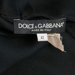 Pre Owned Dolce & Gabbana Black Silk Frill Detail Sheer Blouse M