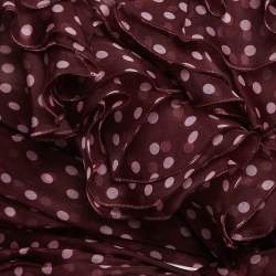 Pre Owned Dolce & Gabbana Burgundy Polka Dot Print Organza Silk Ruffled Wrap Top S