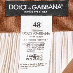 Pre Owned Dolce & Gabbana Brown Georgette Plisse Midi Skirt L