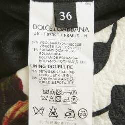 Pre Owned Dolce & Gabbana Black Rose Print Jacquard Jumper XS
