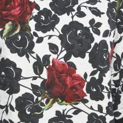 Pre Owned Dolce & Gabbana Black Rose Print Jacquard Jumper XS