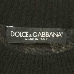 Pre Owned Dolce & Gabbana Black Rose Print Jacquard Jumper XS