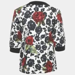 Pre Owned Dolce & Gabbana Black Rose Print Jacquard Jumper XS