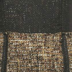 Pre Owned Dolce & Gabbana Black & Brown Tweed Sleeveless Short Dress S 