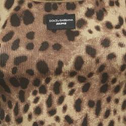 Pre Owned Dolce & Gabbana x Skims Brown Leopard Print Rib Knit Cropped Tank Top XS