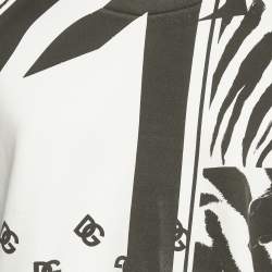 Pre Owned Dolce & Gabbana White/Black Abstract Print Cotton Cropped Sweatshirt M
