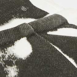 Pre Owned Dolce & Gabbana White/Black Abstract Print Cotton Cropped Sweatshirt M