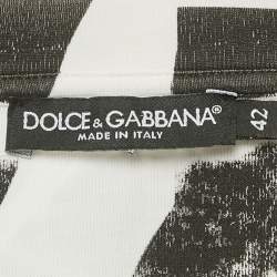 Pre Owned Dolce & Gabbana White/Black Abstract Print Cotton Cropped Sweatshirt M