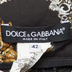 Pre Owned Dolce & Gabbana Black Sacred Heart Print Cotton Flared Skirt M