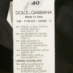 Pre Owned Dolce & Gabbana Black Crystal Embellished Jacquard Top and Skirt Set S