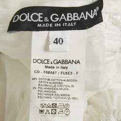 Pre Owned Dolce & Gabbana White Lace Trim Cotton Ruffled Short Dress S