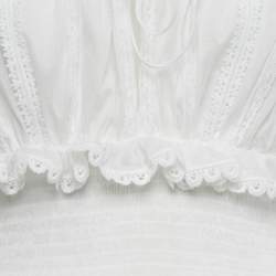 Pre Owned Dolce & Gabbana White Lace Trim Cotton Ruffled Short Dress S