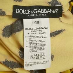 Pre Owned Dolce & Gabbana Yellow Leopard Print Silk Plunging Neck Playsuit S