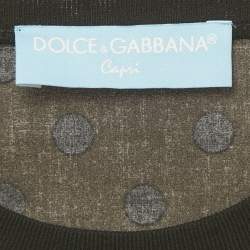 Pre Owned Dolce & Gabbana Red/Black Printed Cotton Lisola di Capri Top L
