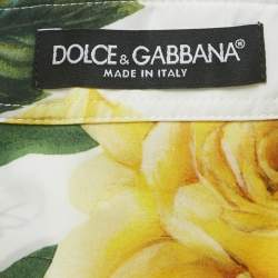 Pre Owned Dolce & Gabbana White Floral Print Cotton Cropped Shirt XS