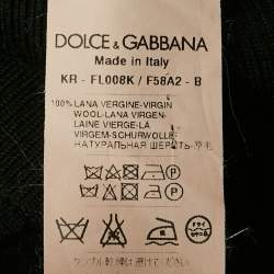 Pre Owned Dolce & Gabbana Black Heart Lace Applique Wool Knit Top M