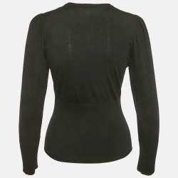 Pre Owned Dolce & Gabbana Black Heart Lace Applique Wool Knit Top M