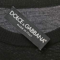Pre Owned Dolce & Gabbana Black Heart Lace Applique Wool Knit Top M