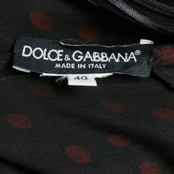 Pre Owned Dolce & Gabbana Black Polka Dots Silk Tiered Maxi Dress S