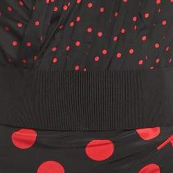 Pre Owned Dolce & Gabbana Black Polka Dots Print Silk Strapless Mini Dress M