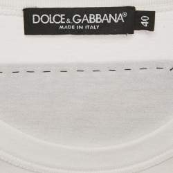 Pre Owned Dolce & Gabbana White Bellezza Print Jersey Sleeveless T-Shirt S