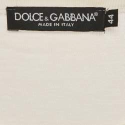 Pre Owned Dolce & Gabbana Off-White Printed Jersey T-Shirt M