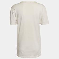 Pre Owned Dolce & Gabbana Off-White Printed Jersey T-Shirt M