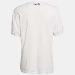 Pre Owned Dolce & Gabbana White Boycott Logo Print Cotton T-Shirt S