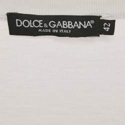 Pre Owned Dolce & Gabbana White Beautiful Life Logo Print Cotton T-Shirt M