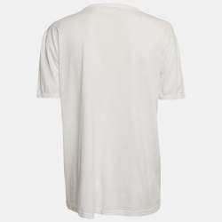 Pre Owned Dolce & Gabbana White Beautiful Life Logo Print Cotton T-Shirt M